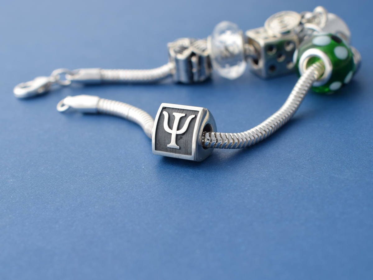 Psy or Psi Psychology Charm Bead fits Pandora bracelet Psychologist Psychiatrist Jewelry gift
