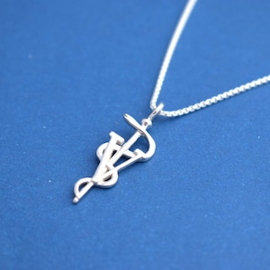 Silver Veterinary Rod of Asclepius Pendant, Veterinarian jewelry gift