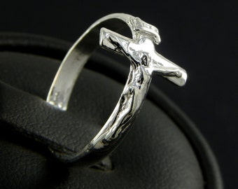 Ring Crucifix Jesus in Sterling silver - made in Italy