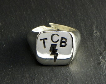 Elvis Presley Ring TCB , Sterling silver 925 - made in Italy