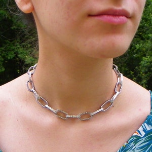 Ghotic Handhämmerndes Kettenhalsband aus Sterling Silber 925