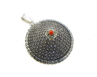 Pendentif sarde en argent 925 - corail naturel - tradition italienne