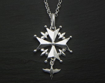 Huguenot cross silver 925, handmade in italy