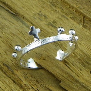 Crown rosary ring silver 800/1000 - made in italy