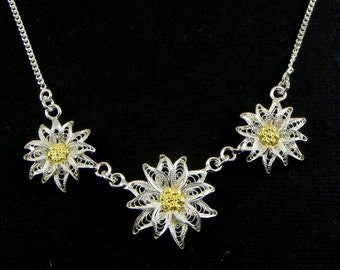Edelweiss Collier , Silver filigree - Made in Italy