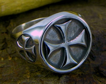 Ring Templar  in sterling silver 925/1000, burnished/enamel - made in Italy