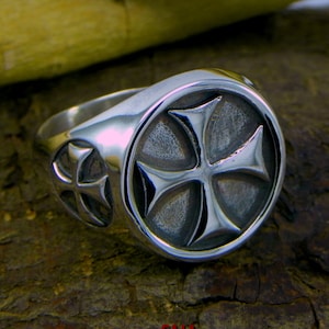 Ring Templar  in sterling silver 925/1000, burnished/enamel - made in Italy