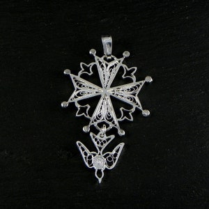 Huguenot cross silver filigree, handmade in italy image 6