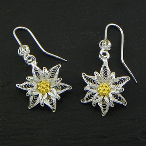 Edelweiss Earrings , Silver filigree - made in italy