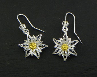 Edelweiss Earrings , Silver filigree - made in italy - p