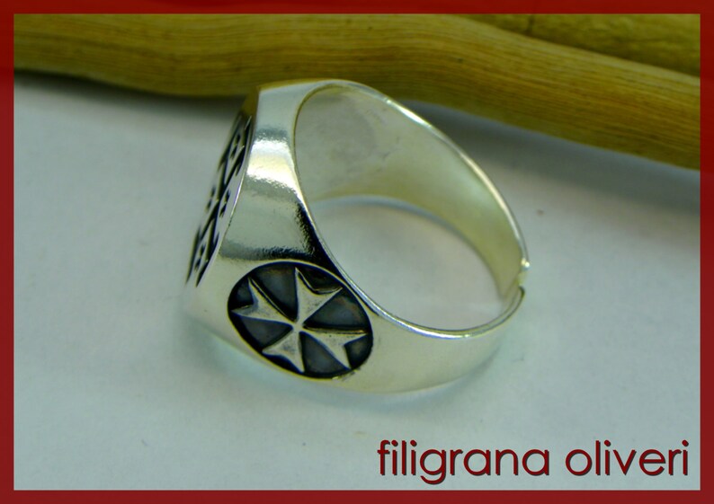 Chevalière Cross De Jerusalem Templier Acciaio Oro Nero - Foto 5