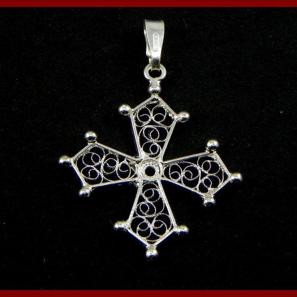 Occitan Cross silver filigree , branded 800/1000 - made in italy