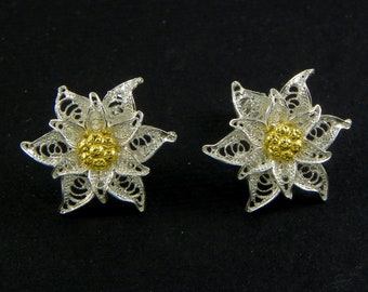 Edelweiss Earrings , Silver filigree - made in italy