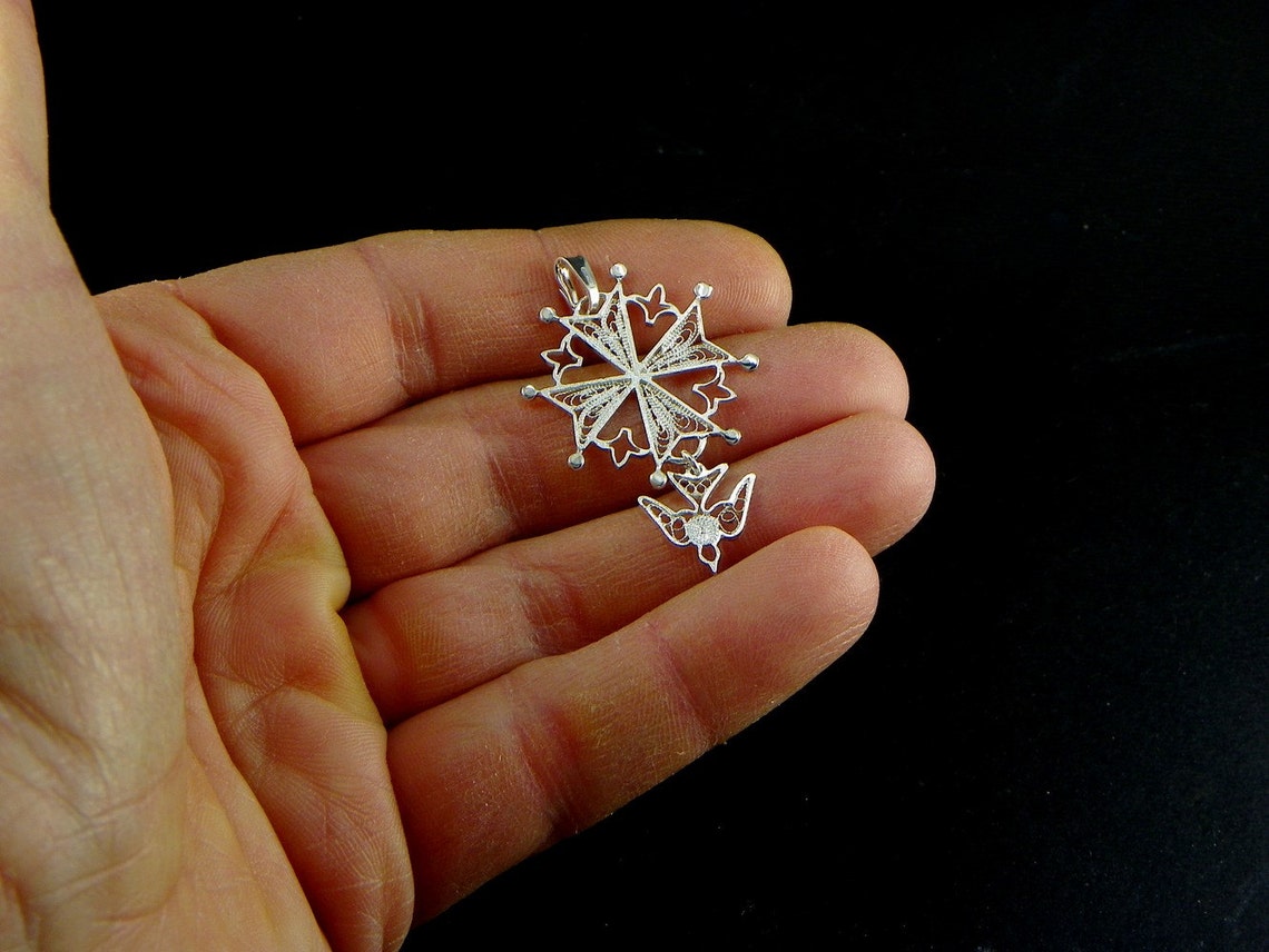 Croce Ugonotta in filigrana di argento fatta a mano Etsy