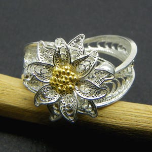 Edelweiss Ring , Silver filigree - handmade in Italy