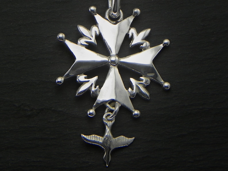 Croix huguenote en argent 925, fabriquée à la main en Italie image 2