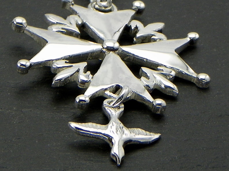 Croix huguenote en argent 925, fabriquée à la main en Italie image 3