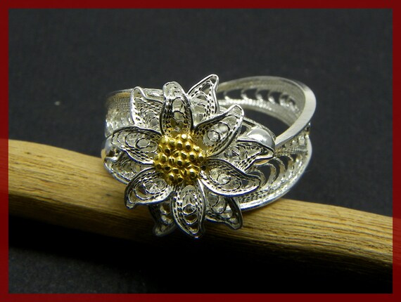 Edelweiss Ring Silver Filigree Handmade in Italy Etsy