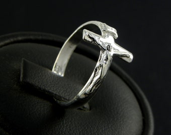 Ring Crucifix Jesus in Sterling silver - made in Italy