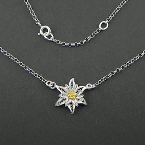 Edelweiss necklace , Silver filigree - Made in Italy