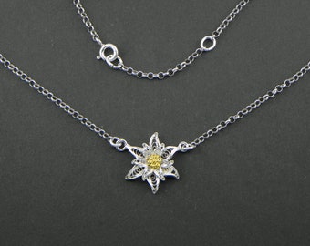 Edelweiss necklace , Silver filigree - Made in Italy