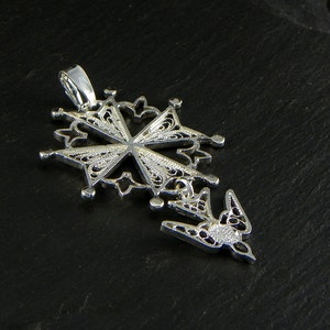 Huguenot cross silver filigree, handmade in italy image 2