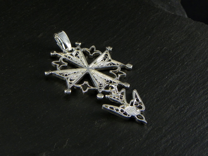 Huguenot cross silver filigree, handmade in italy image 2