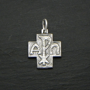 Greek Cross Alfa Omega  - Sterling Silver - made in Italy