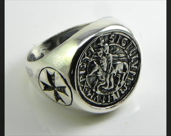 Templar seal in sterling silver 925/1000, burnished