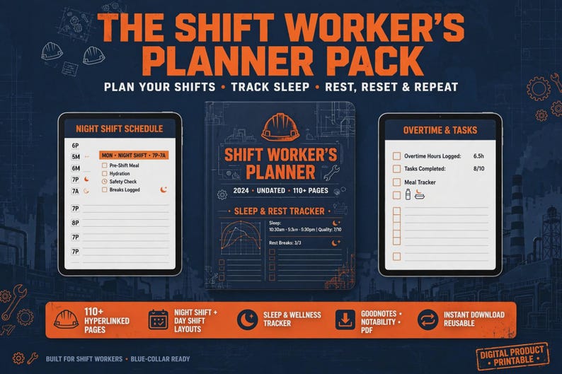 Planificador para trabajadores por turnos, paquete de planificador de turno nocturno imprimible, calendario de rotación DuPont 2027, organizador de horarios rotativos imagen 1