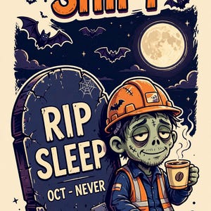 Láminas decorativas de Halloween para pared, divertida decoración de Halloween para trabajadores, juego de 10 láminas imprimibles espeluznantes para turno de noche, descarga de 8x10 imagen 5