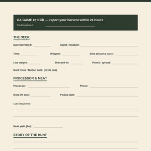 Hunting Log Book Printable Deer Camp Hunt Journal, 40 Page Logbook for Hunters, Deer Season Gift for Men image 4