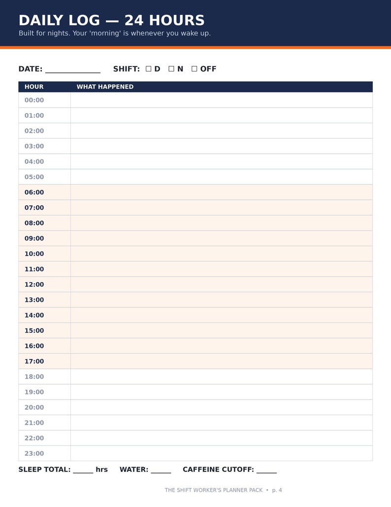 Planificador para trabajadores por turnos, paquete de planificador de turno nocturno imprimible, calendario de rotación DuPont 2027, organizador de horarios rotativos imagen 4