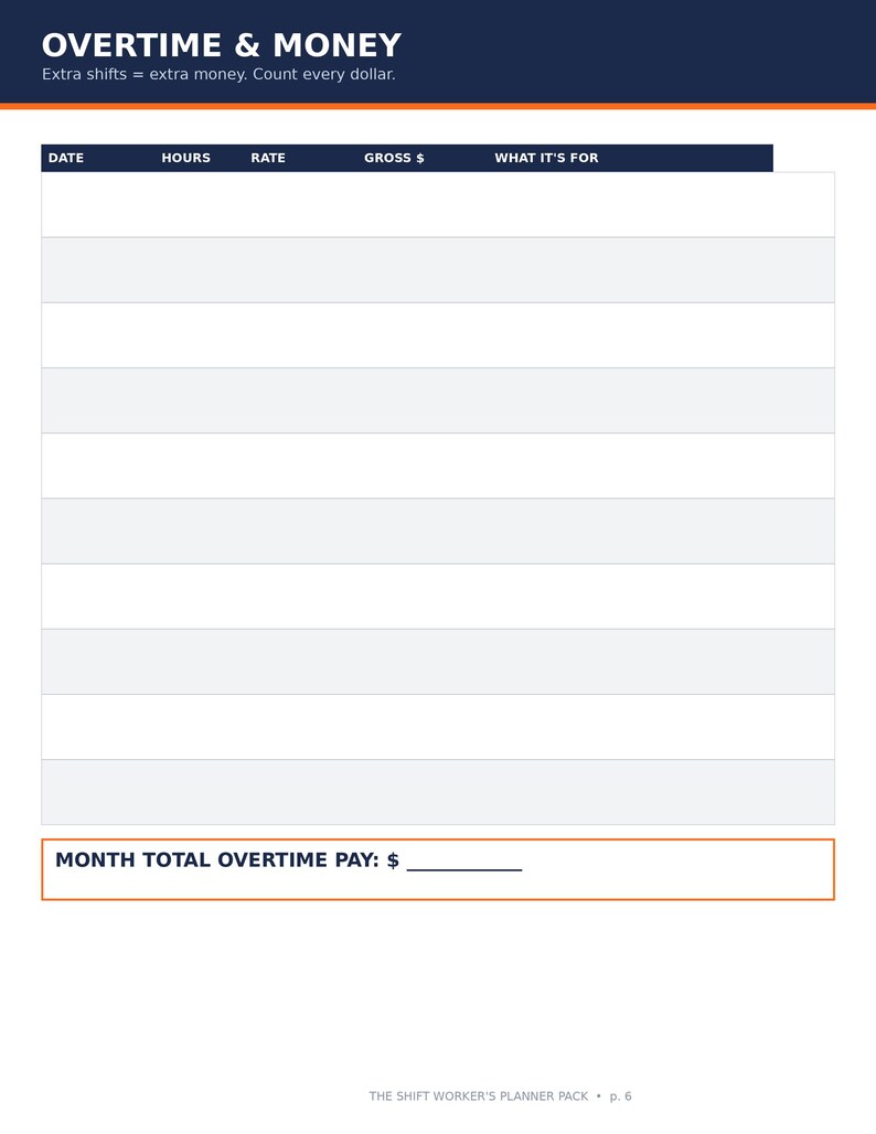 Planificador para trabajadores por turnos, paquete de planificador de turno nocturno imprimible, calendario de rotación DuPont 2027, organizador de horarios rotativos imagen 6