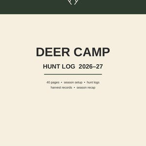 Hunting Log Book Printable Deer Camp Hunt Journal, 40 Page Logbook for Hunters, Deer Season Gift for Men image 1