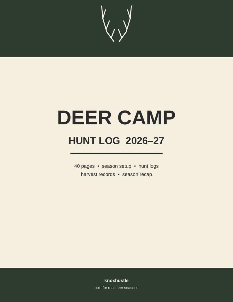 Hunting Log Book Printable Deer Camp Hunt Journal, 40 Page Logbook for Hunters, Deer Season Gift for Men image 1