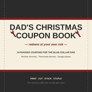 Rolig kupongbok för pappa, julklappspresent, present till pappa, 24 utskrivbara kuponger för maken bild 1