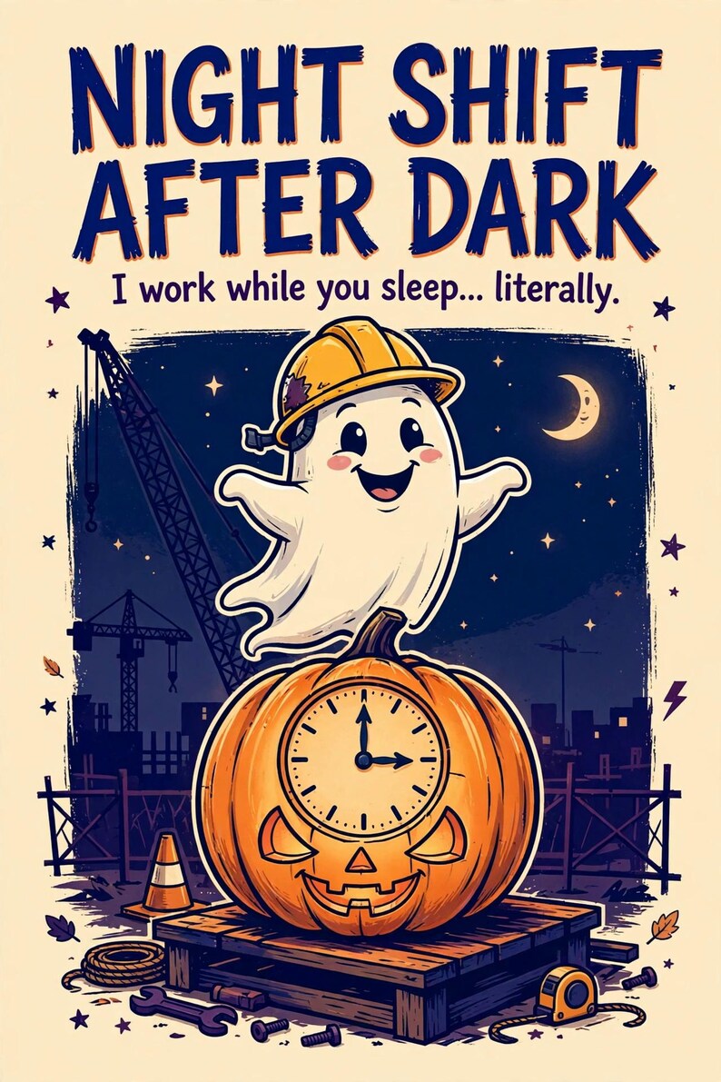 Láminas decorativas de Halloween para pared, divertida decoración de Halloween para trabajadores, juego de 10 láminas imprimibles espeluznantes para turno de noche, descarga de 8x10 imagen 2
