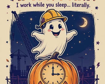 Halloween Wall Art Prints Funny Blue Collar Halloween Decor, Night Shift Spooky Printable Set of 10, 8x10 Download