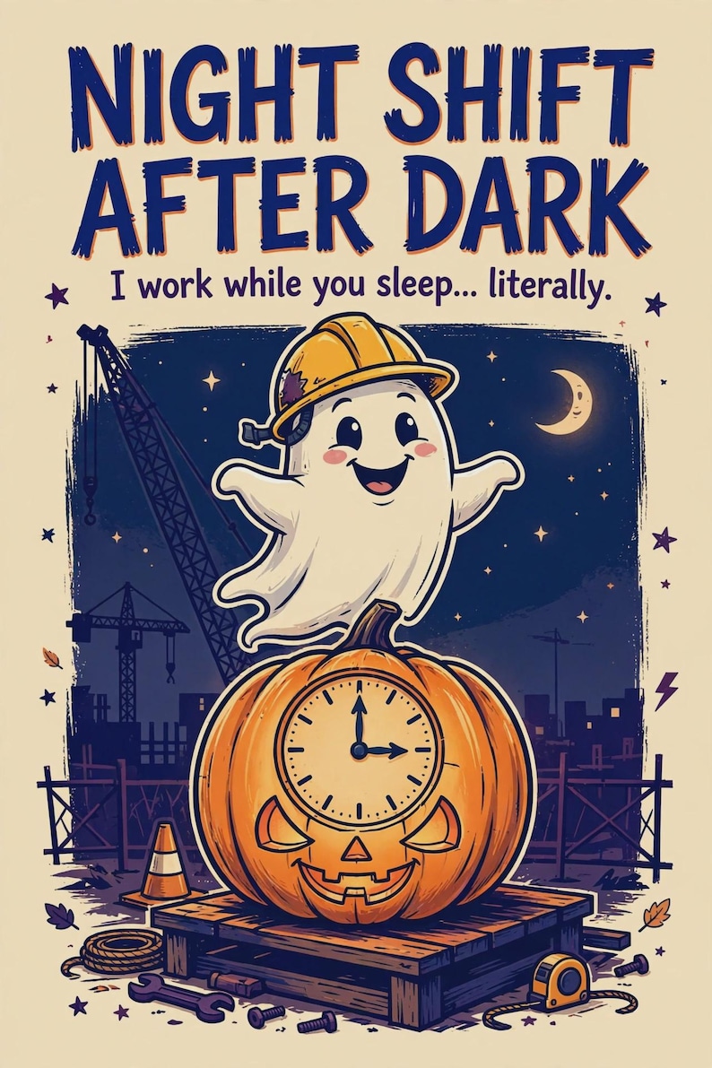 Láminas decorativas de Halloween para pared, divertida decoración de Halloween para trabajadores, juego de 10 láminas imprimibles espeluznantes para turno de noche, descarga de 8x10 imagen 1