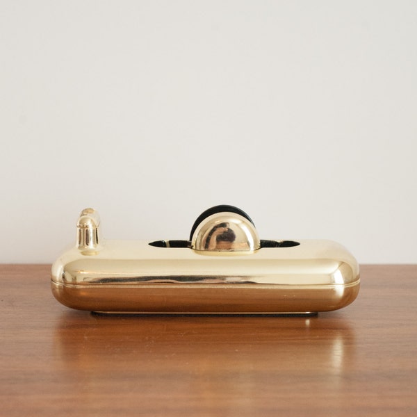 Brass or gold tape dispenser, Eldon 1980s glam office accessories, Hollywood Regency desk decor