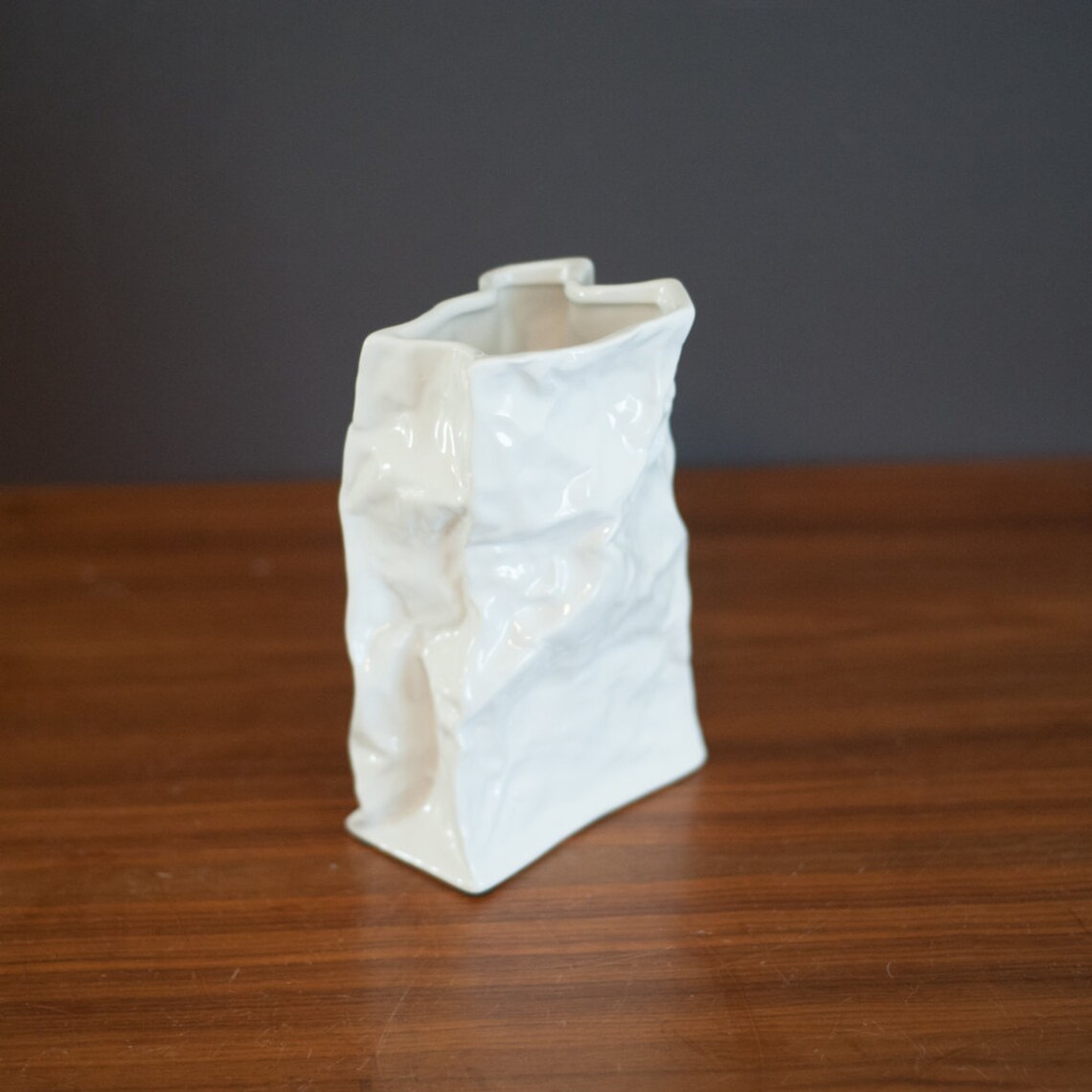 White ceramic paper bag vase cool unusual paper bag vase Etsy
