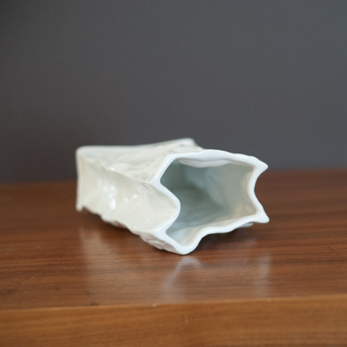 White ceramic paper bag vase cool unusual paper bag vase Etsy