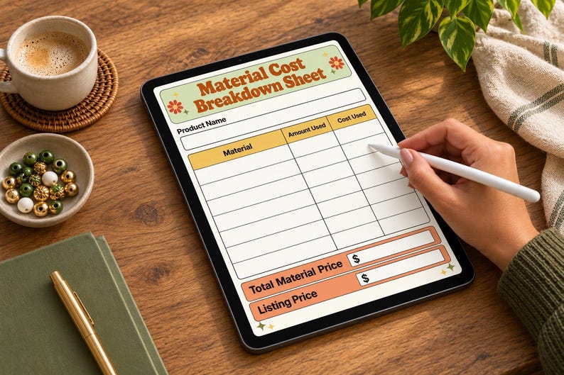 Price Pack Layout Handmade Product Pricing Calculator | Craft Material Cost Sheet | Small ...