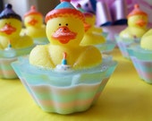 Children's Soap " Happy Birthday Ducks Cupcake Soap" Party Favors, Gifts, Bath, Favors, Birthday Gifts, Glycerin Soap, ACOFT,  OFG team,