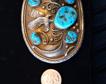 Sterling Silver belt buckle with turquoise