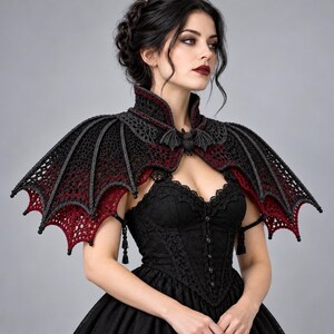 crochet cape pattern, crochet capelet, halloween Vampire crochet, gothic crochet, bat wing crochet, bat cape,(Digital Download)
