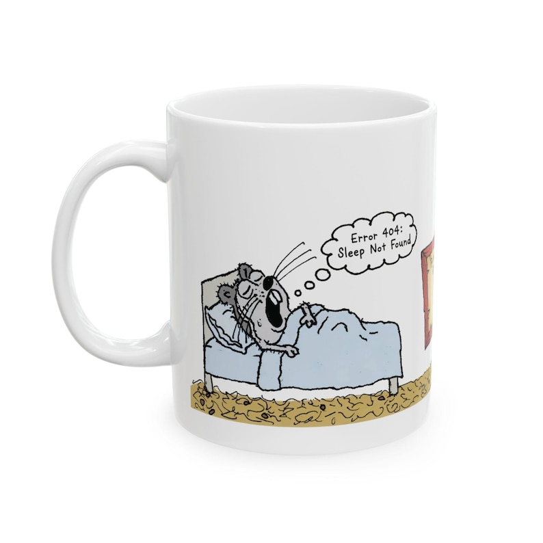 Python Programmer Mug,Funny Developer Gift,Error 404 Sleep Not Found Coffee Cup,Hand-drawn Hamster Snurka Ceramic Mug,Coding Humor Present imagen 7