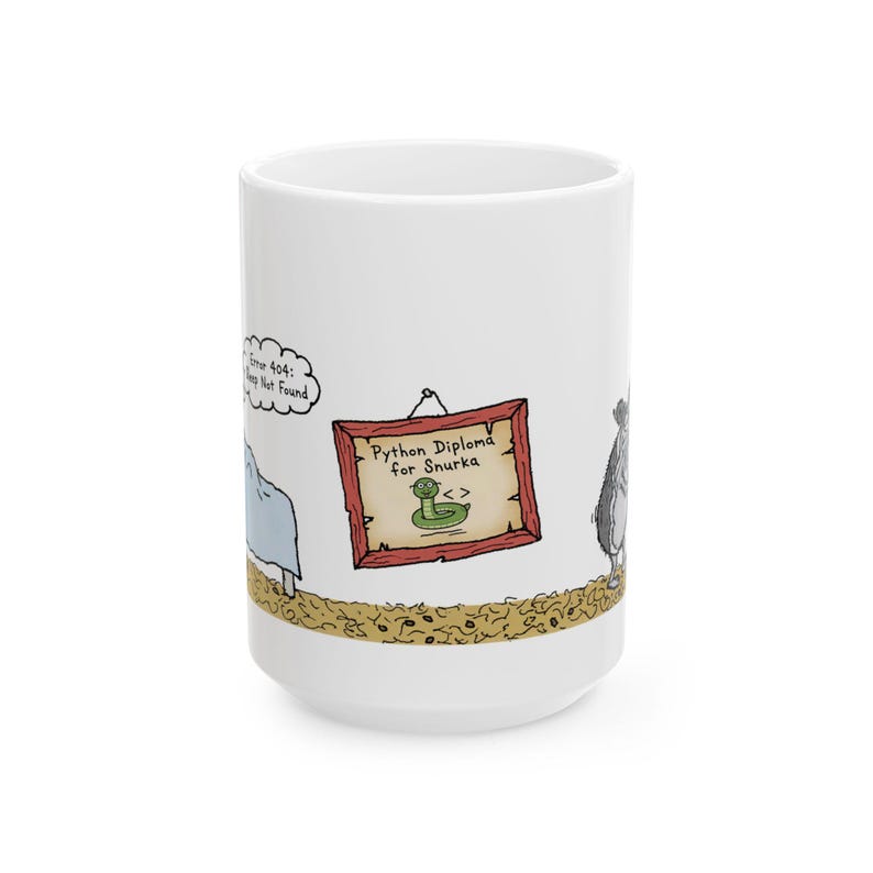 Python Programmer Mug,Funny Developer Gift,Error 404 Sleep Not Found Coffee Cup,Hand-drawn Hamster Snurka Ceramic Mug,Coding Humor Present imagen 10