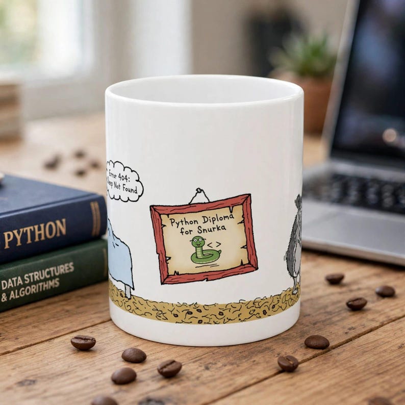 Python Programmer Mug,Funny Developer Gift,Error 404 Sleep Not Found Coffee Cup,Hand-drawn Hamster Snurka Ceramic Mug,Coding Humor Present imagen 3